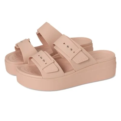 Image de Crocs Brooklyn Buckle Low Wedge Sandale cale Femme, Caramel Rose, 41/42 EU