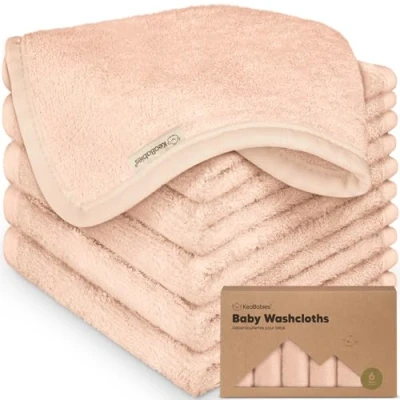 Image de 6 Pack Lingettes de Bébé en Bambou Bio Douces Bambou, Bio, Enfants, Serviettes Bébé, Molleton, Serviette pour Le Visage (Peachy)