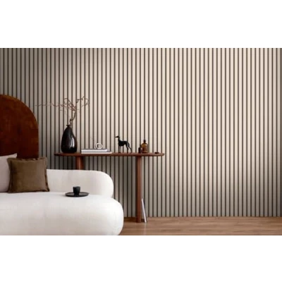 Image de A.S. Création Papier peint intissé avec motif lambris 0,53 x 10,05 m Beige Gris Noir imitation bois Made in Germany 786283