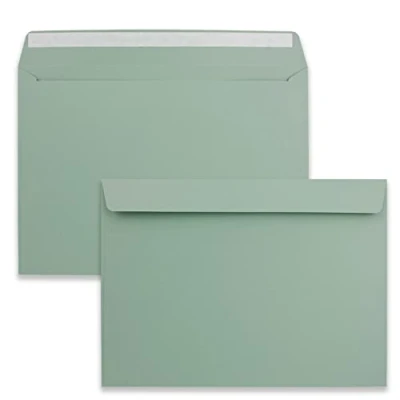 Image de FarbenFroh by GUSTAV NEUSER 10x Grandes Enveloppes XXL DIN C4 en Eucalyptus (Vert) 22,9 x 32,4 cm Autocollant sans Fenêtre Enveloppe Convient pour A4