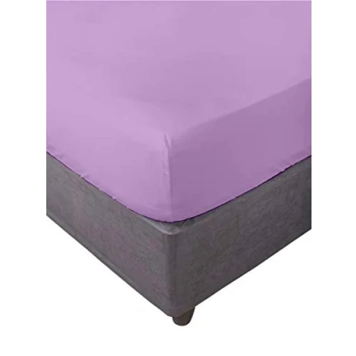 Image de Miracle Home Drap housse élastique doux et confortable en coton 50 % polyester Mauve 135 x 200 cm
