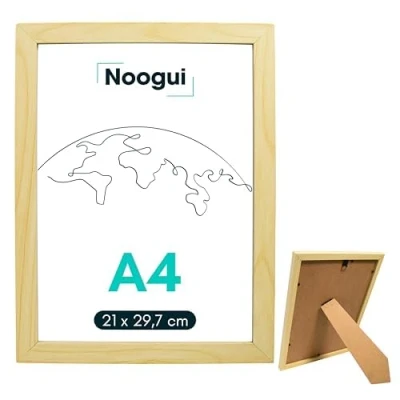 Image de NOOGUI Cadre A4 Bois photo Dimensions 21x30 cm Idéal pour les Photos et Certificats (Bois, (21x30 cm))