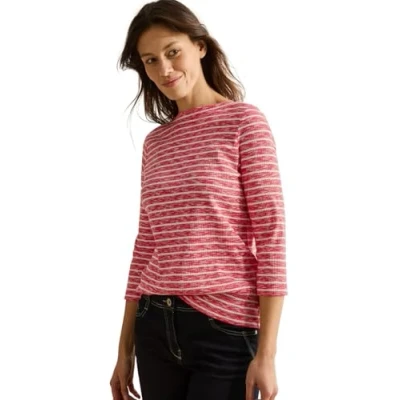 Image de Cecil Gestreiftes Melange Tshirt à manches longues, Femme, Taille: Large, Rot