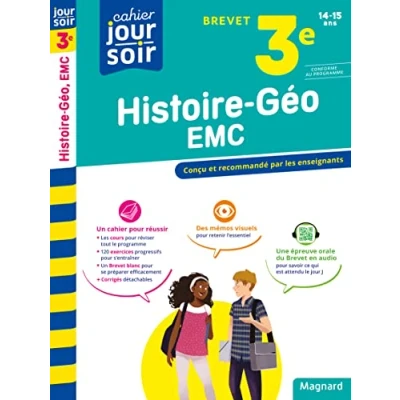Image de Histoire Géographie EMC 3e Brevet Cahier Jour Soir: Conçu et recommandé par les enseignants Livre d’occasion Correct