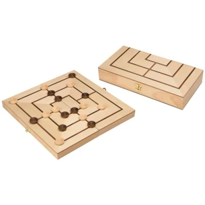 Image de Philos Nine Mens Morris Game with Folding Wooden Board Storage Space for The Playing Pieces Strategy 2 Players Merelles Merels