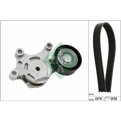 Image de INA 529 0577 10 Jeu de courroies trapézoïdales à nervures Contrôler et changer roue libre alternateur si nécessaire FORD: Transit Connect V408 Van