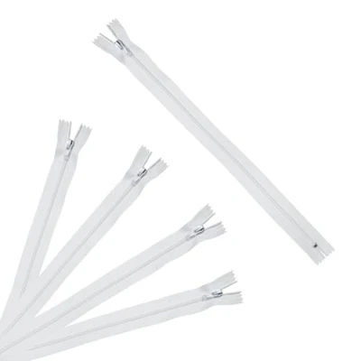 Image de Trimz Lot de 5 Fermetures éclair unidirectionnelles Blanches 15 cm avec Dents 4 mm, Polyester,