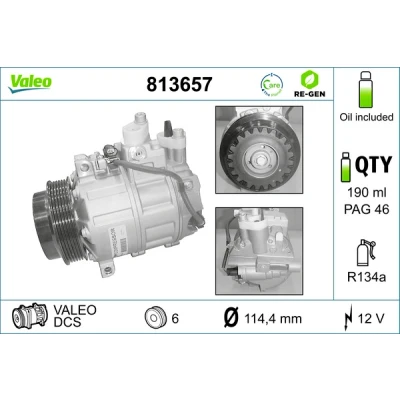 Image de VALEO 813657 compresseur De Climatisation DCS 12 PAG 46 R 134a avec huile ECHANGE STANDARD MERCEDES BENZ: Classe C Berline, Vito Bus