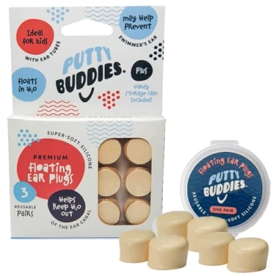 Image de Putty Buddies Bouchons d&#039;oreilles flottants pour Nager et se Baigner (inventés par Un médecin Bloc d&#039;eau) (3 Paires) Taille Unique Bronzer