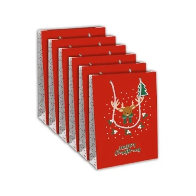 Image de Eurowrap X 29502 2Cpack Un Lot De 6 Sacs Cadeaux Excellia Format large 26,5x14x33 cm 210g Motif : Plumes Dorées Sur Fond Bleu Idéal pour Jeux Société, Puzzles,