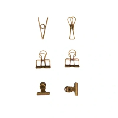 Image de Craftelier Lot de 6 pinces métalliques avec 3 tailles et motifs différents Fixation pour tous types matériaux Dimensions approximatives 1 x 5,5 cm, 4 cm Couleur bronze