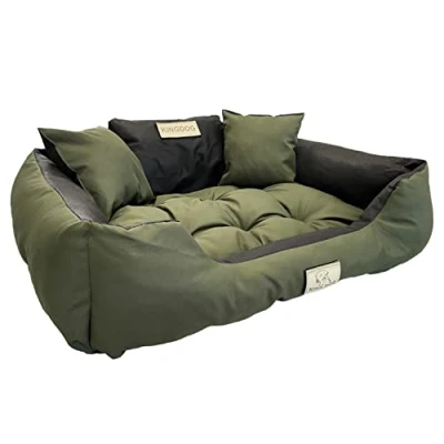 Image de KingDog Panier pour chien et chat avec 2 coussins Lavable Matériau PVC imperméable 100 x 75 cm Vert