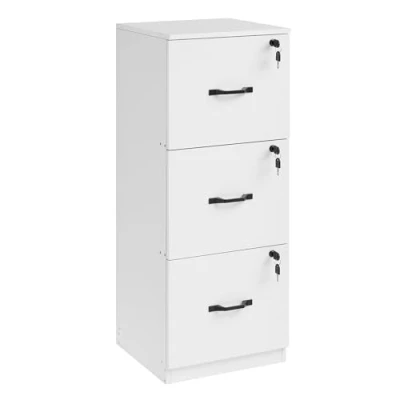 Image de VASAGLE Caisson de Bureau à 3 Tiroirs, Meuble Rangement Document, Support d’Imprimante, Tiroirs Verrouillables, Rail Suspension Réglable, pour Dossiers A4, Blanc Nuage OFC055W14