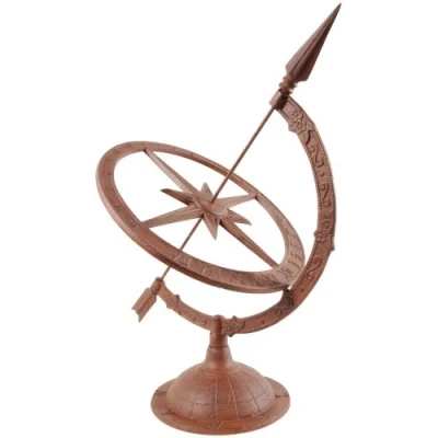 Image de Esschert Design Cadran Solaire en Fonte L, Marron, 34,3 x 39.8 54.2, TH36