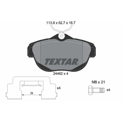 Image de TEXTAR 2446201 Jeu de plaquettes frein non préparé pour indicateur d&#039;usure avec vis d&#039;étrier accessoires CITROËN: C6 Berline