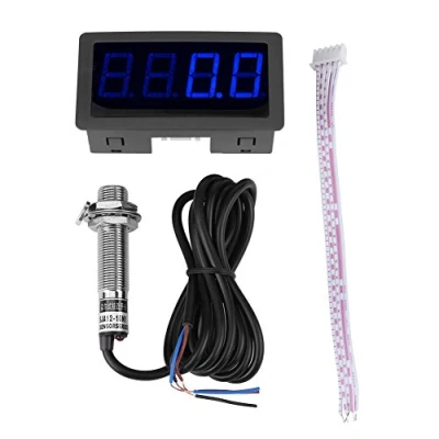 Image de LED Tachymètre Compte Tours,Akozon Akozon d&#039;Affichage Numérique 4 Panneau de Compteur Vitesse + Hall Capteur proximité NPN Pixel (Bleu)