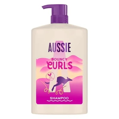 Image de Aussie Bouncy Curls Shampooing 1000ml, Nettoie Doucement et Hydrate les Cheveux Bouclés Ondulés, Infusé d&#039;Huiles de Jojoba, Coco Macadamia, Sans Silicone, Végane Non Testé sur Animaux