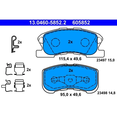 Image de ATE 13.0460 5852.2 Jeu de plaquettes frein avec indicateur d&#039;usure accessoires DAIHATSU: Sirion I, YRV, Move