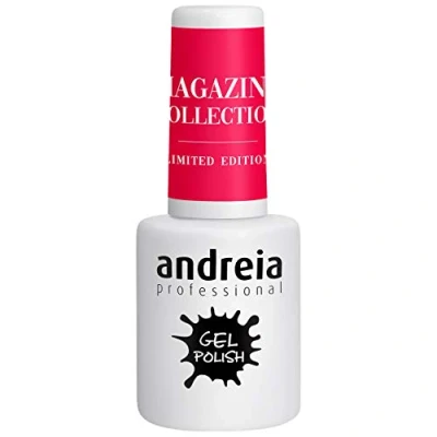 Image de Andreia Vernis Gel Semi Permanent pour Lampe UV/LED à Ongles Couleur Intense Tenue 4 Semaines French Manucure Magazine MZ2 Rose vif 10.5ml