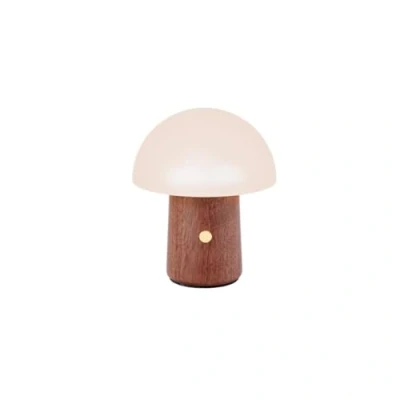 Image de Gingko Lampe champignon Alice RVB à 7 couleurs changeantes, lumière d&#039;ambiance et veilleuse, batterie longue durée, chargement USB C, 3 modes d&#039;éclairage, bois certifié FSC avec abat jour ABS givré