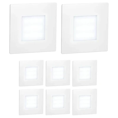 Image de ledscom.de 8 pièces Lumière d&#039;escalier LED/lampe murale encastrée FEX pour l&#039;intérieur et l&#039;extérieur, carrée, 85 x 85mm, blanc froid