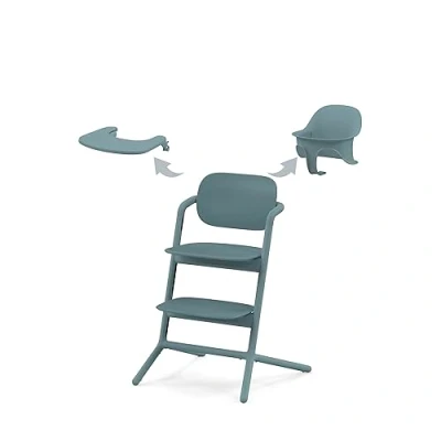 Image de CYBEX Gold LEMO Set Chaise Haute 3en1, Grandit avec l’enfant, 6 mois 99 ans, Dès la naissance un Transat séparé; Baby et plateau repas inclus; aluminium / plastique ; Stone Blue