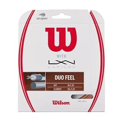 Image de Wilson Cordages de Raquettes /Luxilon, Duo Feel, Rouleau 12,2 mètres, Cordage Hybride entre Element Luxilon et NXT, Couleur Bronze/Neutre, Unisexe, WRZ949730