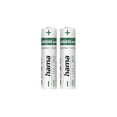 Image de Hama Piles Rechargeables AAA 1,2 V, 1000 mAh, NiMH (2 pièces)