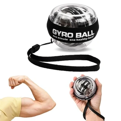 Image de Wisebom Gyroscopes d&#039;exercise à Main, Gyro Ball Boule De Poignet Exercices DéMarrage Automatique Balle Force, Reeducation Main Appareil Musculation Muscler Bras