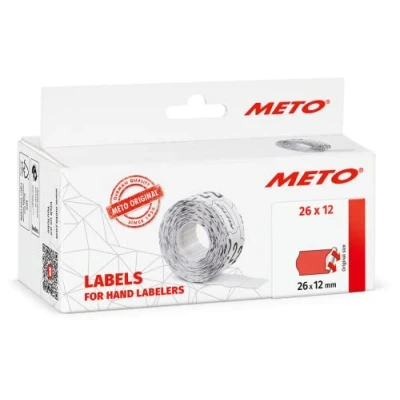 Image de AVERY Meto Étiquettes pour étiqueteuse manuelle, réf. 9506165 (26 x 12 mm, 1 ligne, 6000 étiquettes, Adhésives permanentes, Appareils Meto, Contact, Sato, Avery, Tovel, Samark etc.) 6 Rouleaux, Papier