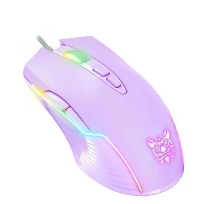 Image de NEWSTYP Souris de jeu filaire RVB 6400 DPI avec LED optique USB 7 boutons pour ordinateur portable PC bureau Violet