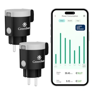 Image de GreenSun Prise Exterieure Etanche, Connectée, Programmateur Electrique, programmable, Connectée Alexa, Consommation Prises Connectées et Intelligentes 2PCS