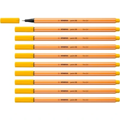 Image de Stylo feutre pointe fine STABILO point 88 Lot x 10 stylos feutres Jaune (88/44)