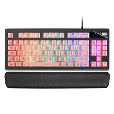 Image de Clavier Gaming TKL Mars MKAX Rose H Mech Repose Poignet Gel