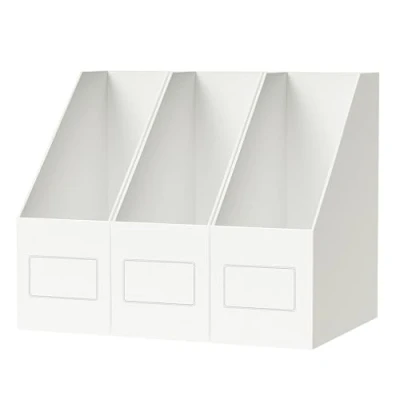 Image de JiaWei Lot de 3 Porte revues en carton, Classeur debout Boîte à magazines, Papier revues, pour ranger des livres, documents fichiers, dossiers, papeterie Blanc