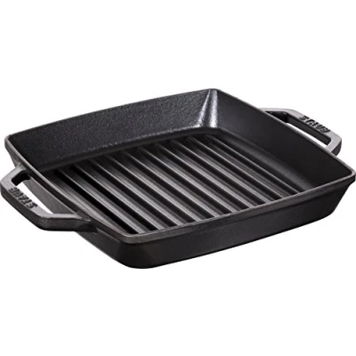 Image de STAUB Gril en Fonte avec Double Poignée, Carré, 23 x cm, Noir Mat