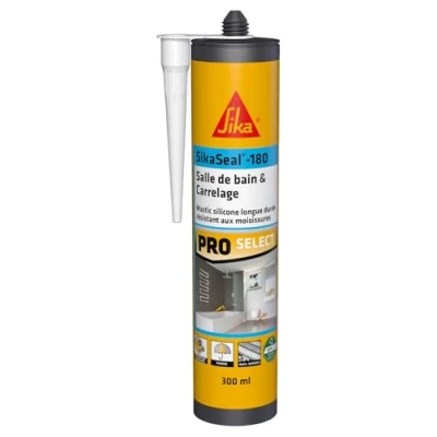 Image de SIKA Mastic silicone sanitaire SikaSeal 180 Salle de Bain &amp; Carrelage transparent Réalisation joints Spécial pièce humide Longue durée 300 ml