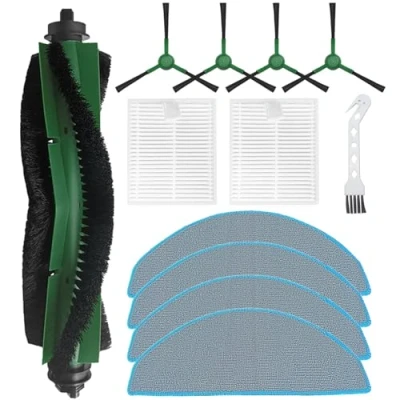 Image de Lot de 12 accessoires pour aspirateur Irobot Roomba Combo Essential Y0110 Y0112 Y0140 Q0120, 1 brosse à rouleau, 2 filtres HEPA, 4 serpillères, brosses latérales, nettoyage