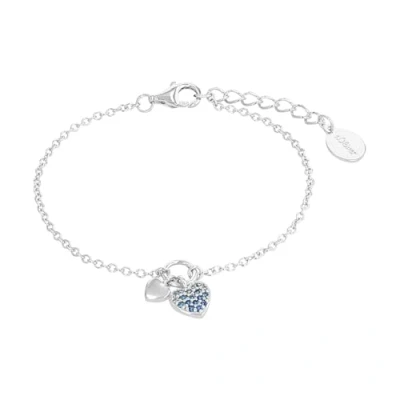 Image de s.Oliver Bracelet en argent sterling 925 pour filles, avec zircone synthétique, 14 + 2 cm, blanc, cœur, livré dans une boîte cadeau, 2036815