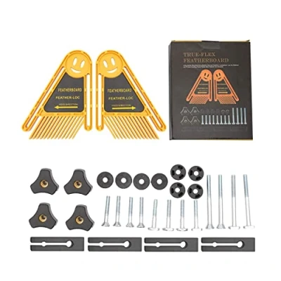 Image de Nachar Lot de 2 planches à plumes, bloc poussoir pour scie table, ruban, tables routeur, outils clôture, 21 x 16,5 3,5 cm, jaune