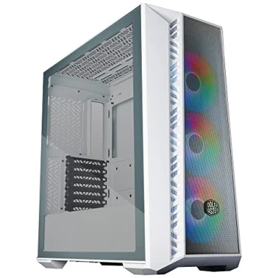 Image de Cooler Master MasterBox 520 Mesh Boîtier PC Moyen Tour Chassis ATX, 3 x Ventilateurs Préinstallés, Configuration du Flux d&#039;air, Panneau Avant &amp; Latéral Verre Trempé, Contrôleur ARGB Blanc