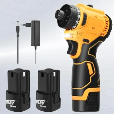 Image de Perceuse Visseuse sans Fil, Devisseuse Fil 16.8V avec 2 Batteries, 55Nm Percussion 23+1 Réglages de Couple, Vitesses et Lampe Poche LED
