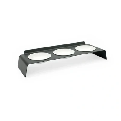 Image de LucyBalu® Lot de 3 gamelles surélevées pour chat Gamelle support surélevé Station d&#039;alimentation avec bols amovibles ergonomique et surélevée Anthracite