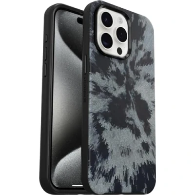 Image de OtterBox Symmetry pour MagSafe coque iPhone 15 Pro Max, Antichoc, anti chute, de protection fine, supporte 3 x plus chutes que la norme militaire, Noir/Gris