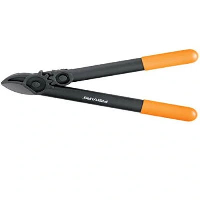Image de Fiskars Coupe branches à enclume pour bois sec et dur, Système crémaillère PowerGear II, Diamètre de coupe: 3,5 cm, Lames en acier trempé avec revêtement antiadhésif, Longueur: 39 Noir/Orange