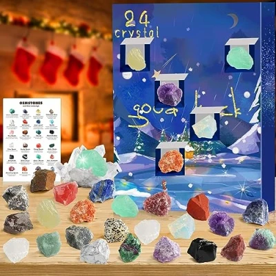 Image de Calendrier de l&#039;avent 2024 Enfant Pierre Précieuse et Fossile pour Filles Garçons Cadeau Noël Calendriers lavent for Femme Fille Kinder Avent