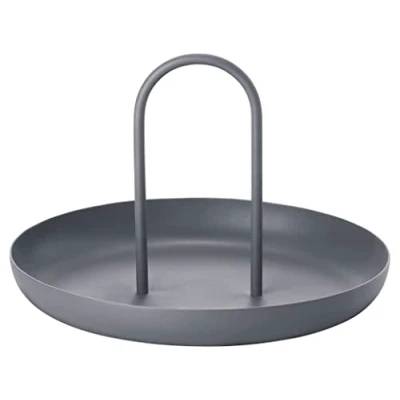 Image de Zone Denmark Plateau de Service Simple en métal laqué Mat, Rond avec poignée, 20 cm diamètre, Gris (Cool Grey)…