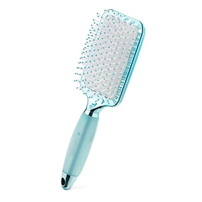 Image de Navaris Brosse à Cheveux Picots Plate pour Brushing Coiffure Courts et Longs avec Poignée en Gel Souple Bleu Blanc