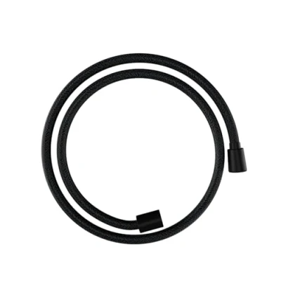 Image de hansgrohe Designflex Flexible de douche textile universel 1,25 m, tuyau avec protection anti pliure et écrou tournant torsion, joints d&#039;étanchéité, Noir mat