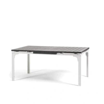 Image de RATTATAN Thomas XL Table de Jardin rectangulaire Extensible 180/240 avec Structure en Acier et Plateau Haute qualité polyéthylène au Design Bois raffiné (Blanc/Ardoise)